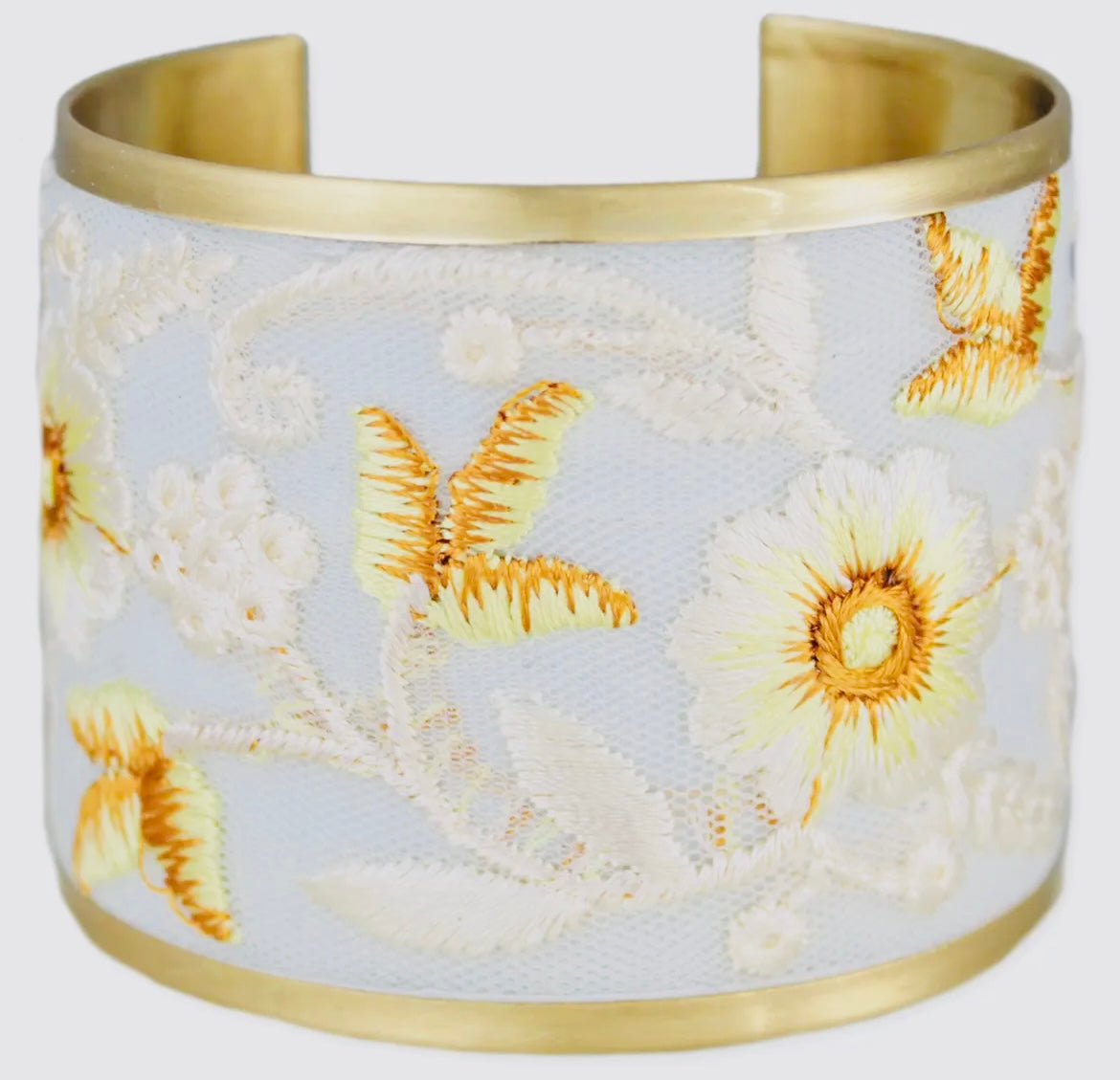 Ivory White Floral Embroidered
Cuff Bracelet