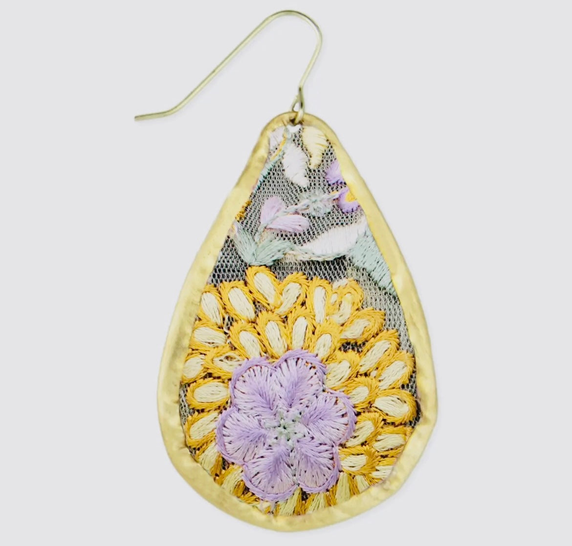 Yellow & Lavender
Embroidered Earrings
