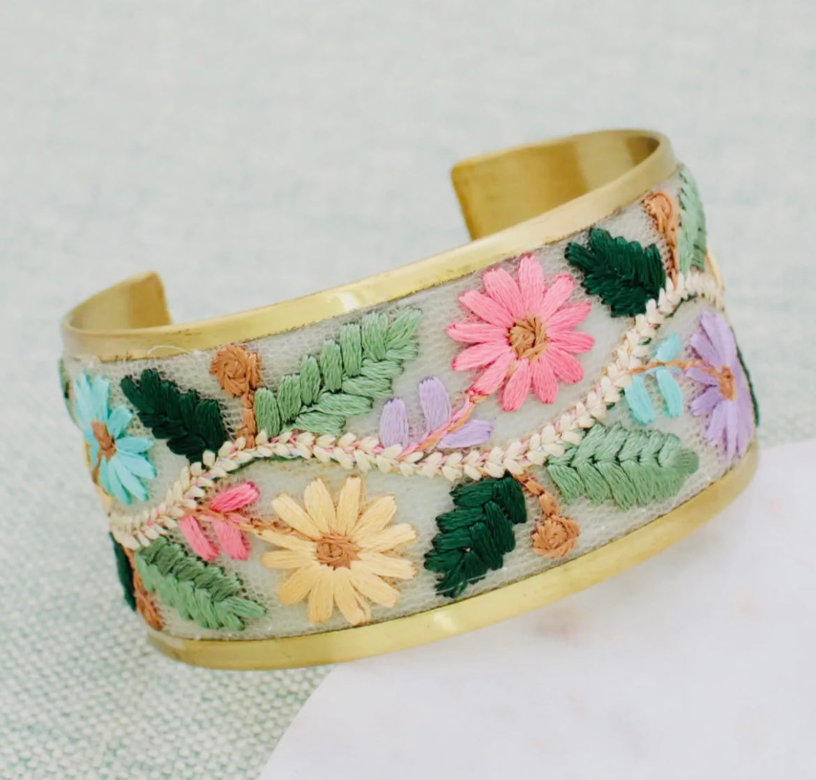 Floral Vines Embroidered
Cuff Bracelet
