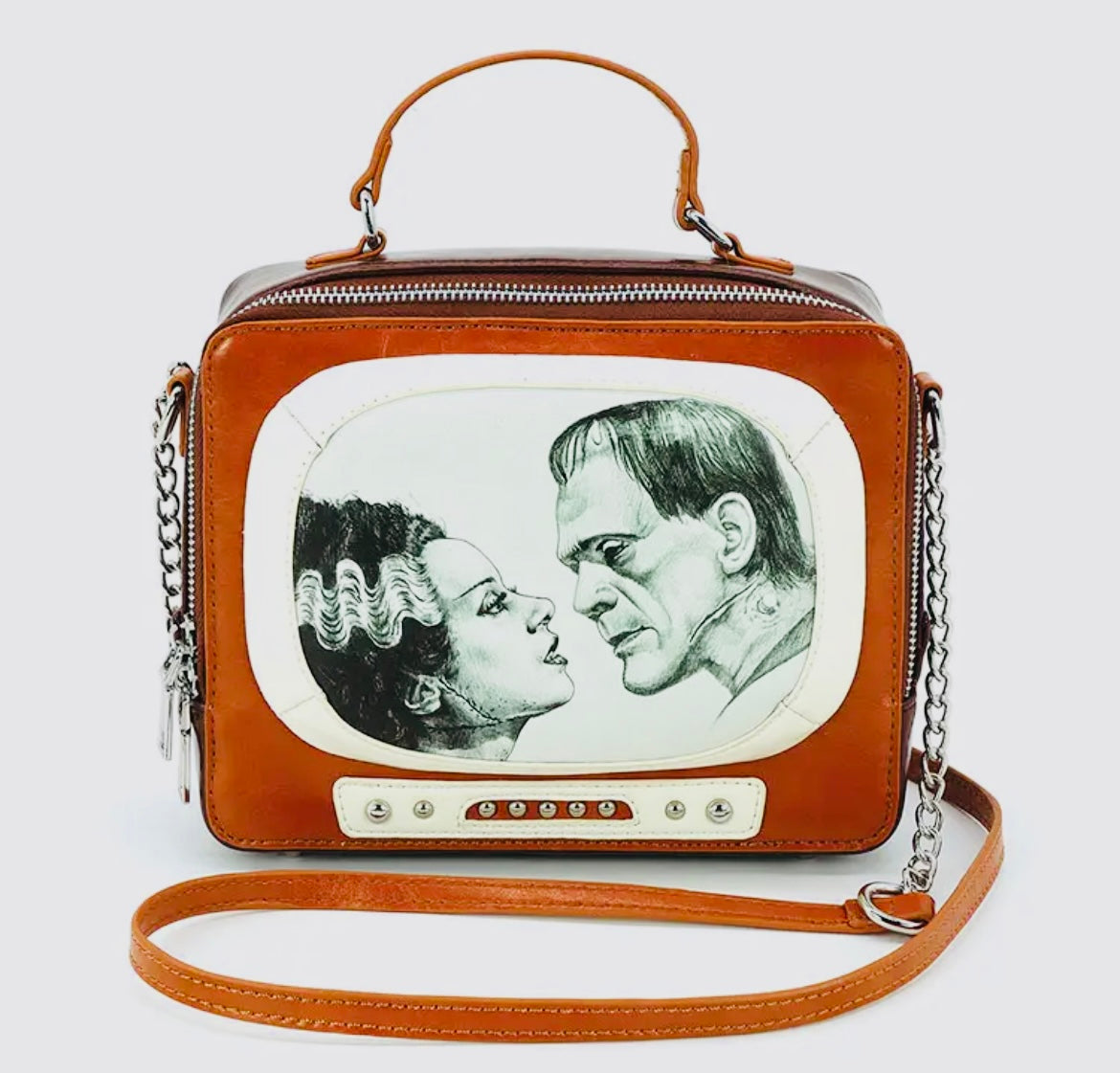 Glow in the Dark Frankenstein and Bride Tv Set Bag in Vinyl