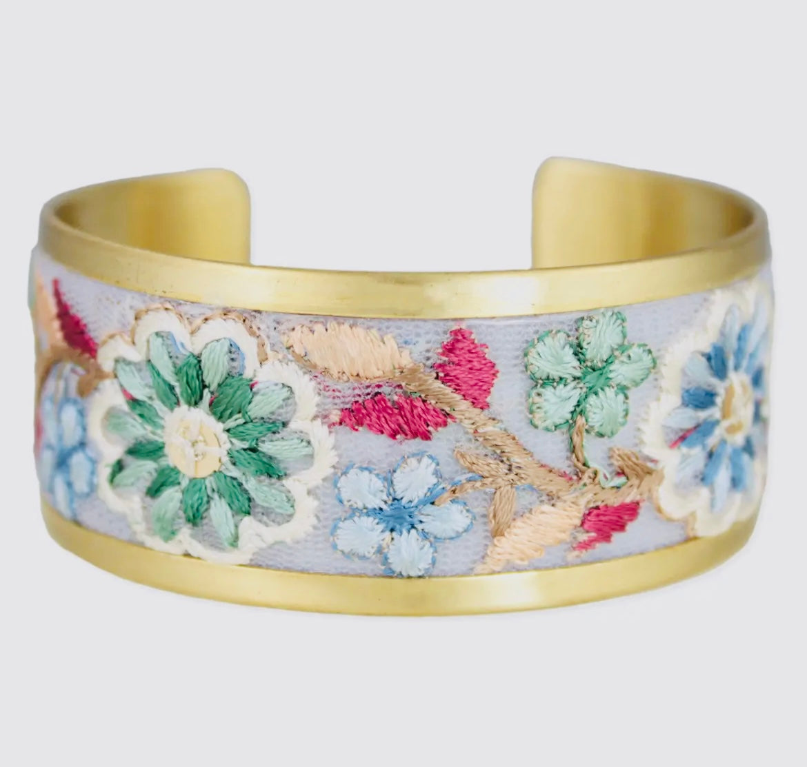 Pastel Flowers Embroidered
Cuff Bracelet