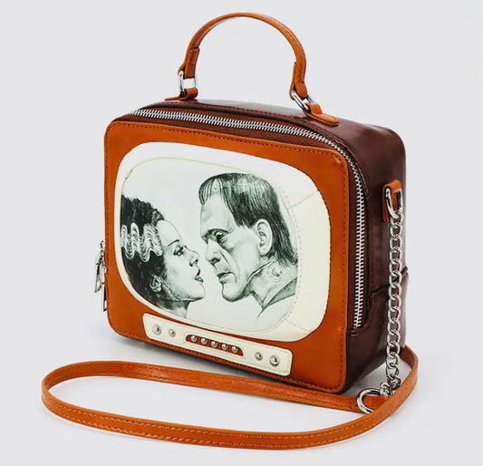 Glow in the Dark Frankenstein and Bride Tv Set Bag in Vinyl