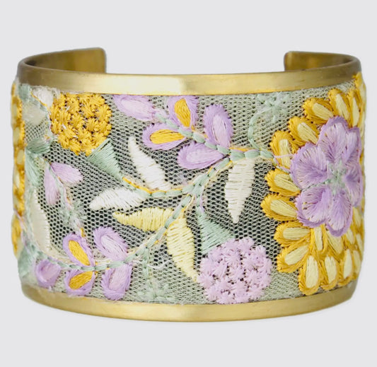 Yellow & Lavender Embroidered
Cuff Bracelet
