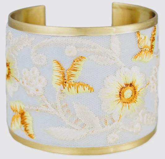 Ivory White Floral Embroidered
Cuff Bracelet