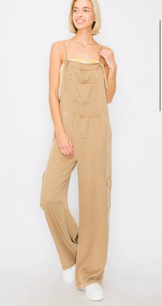 WIDE LEG TENCEL OVERALLS