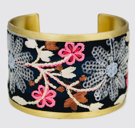Black & Pink Embroidered
Cuff Bracelet
