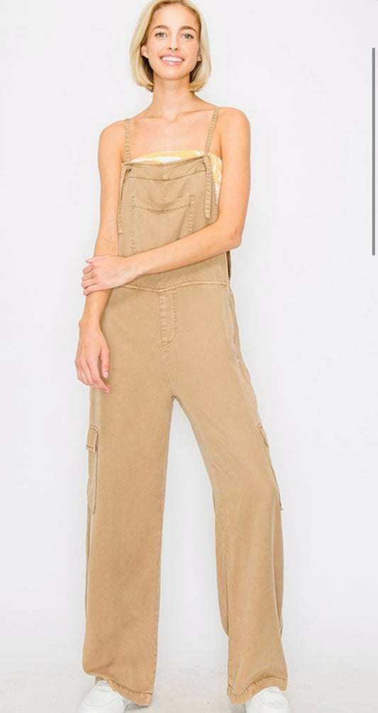 WIDE LEG TENCEL OVERALLS