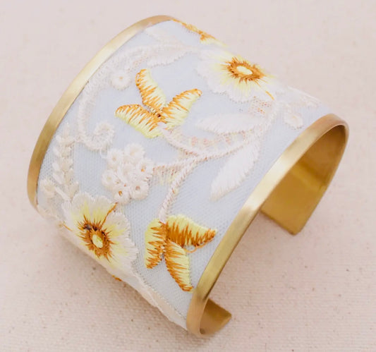 Ivory White Floral Embroidered
Cuff Bracelet