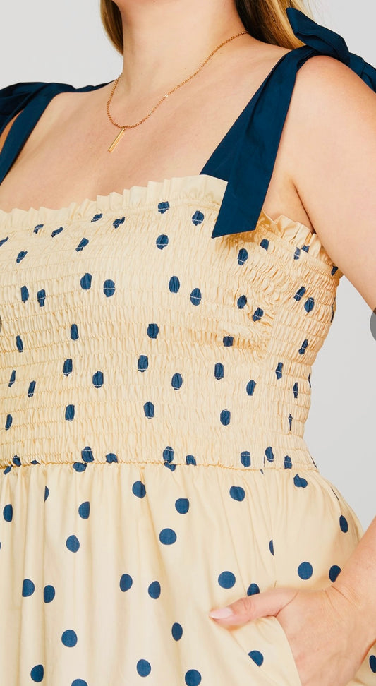 MAXI POLKA DOT PRINT WOVEN TIERED DRESS
